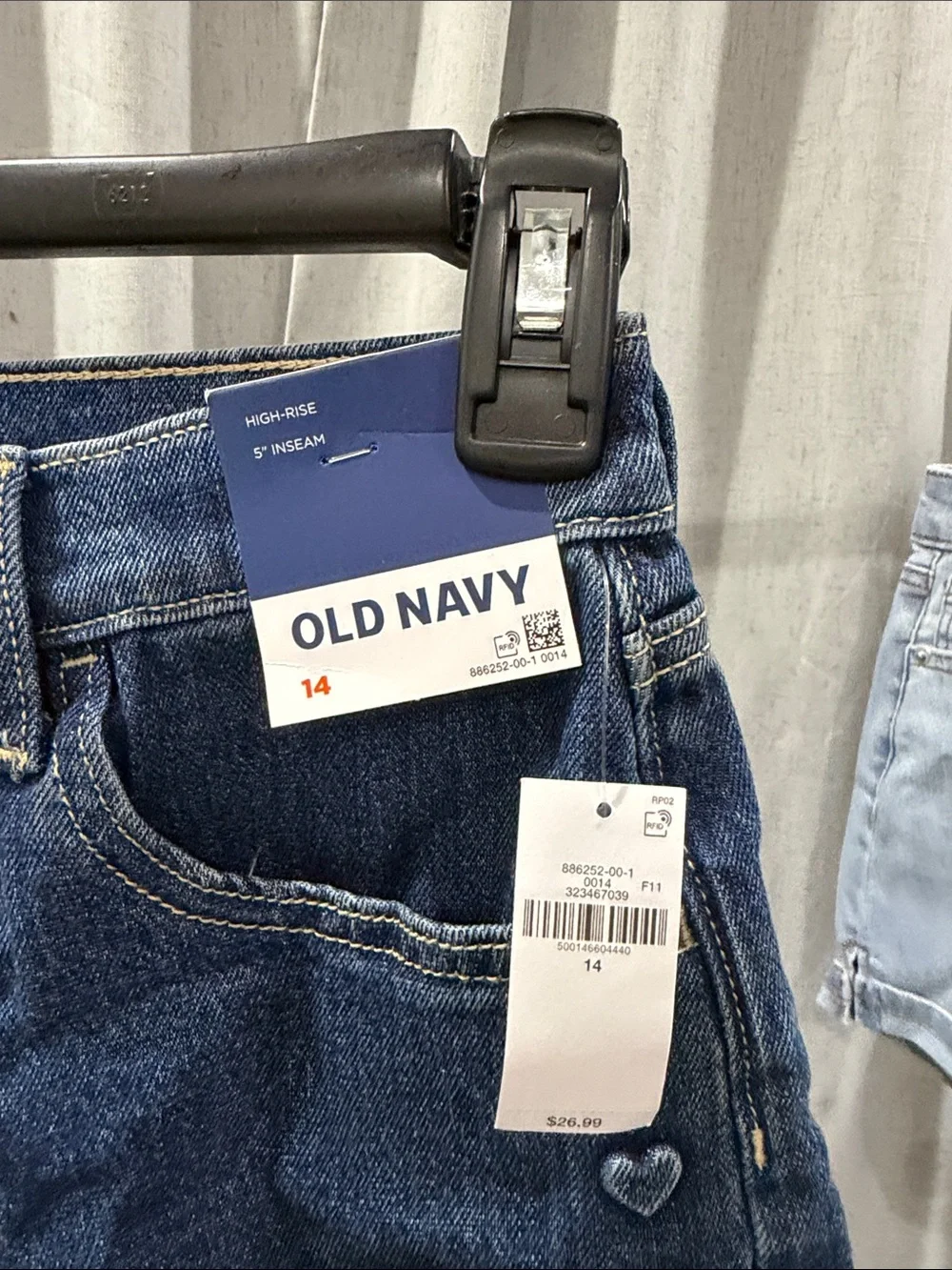 Old Navy Blue Denim Shorts with Heart Accent